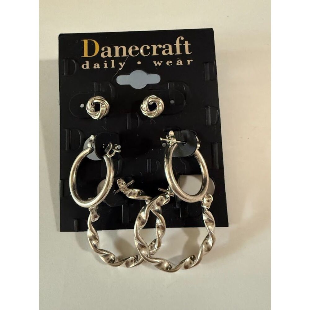 Silver-tone hoop earrings 4-pairs